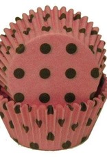 Pink with Brown Polka Dot Baking Cups (30-35ct)