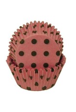 Pink with Brown Polka Dot Baking Cups (30-35ct)