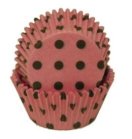 Pink with Brown Polka Dot Baking Cups (30-35ct)