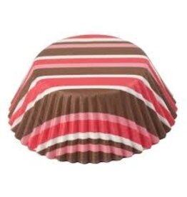 Pink and Brown Stripe Baking Cups (50ct)