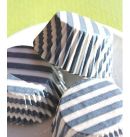 Blue (Slate) Wide Stripe Baking Cups (30-35/pkg)