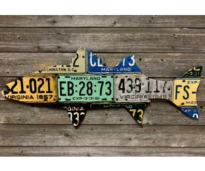 Vintage License Plate Fish Art - District Angling