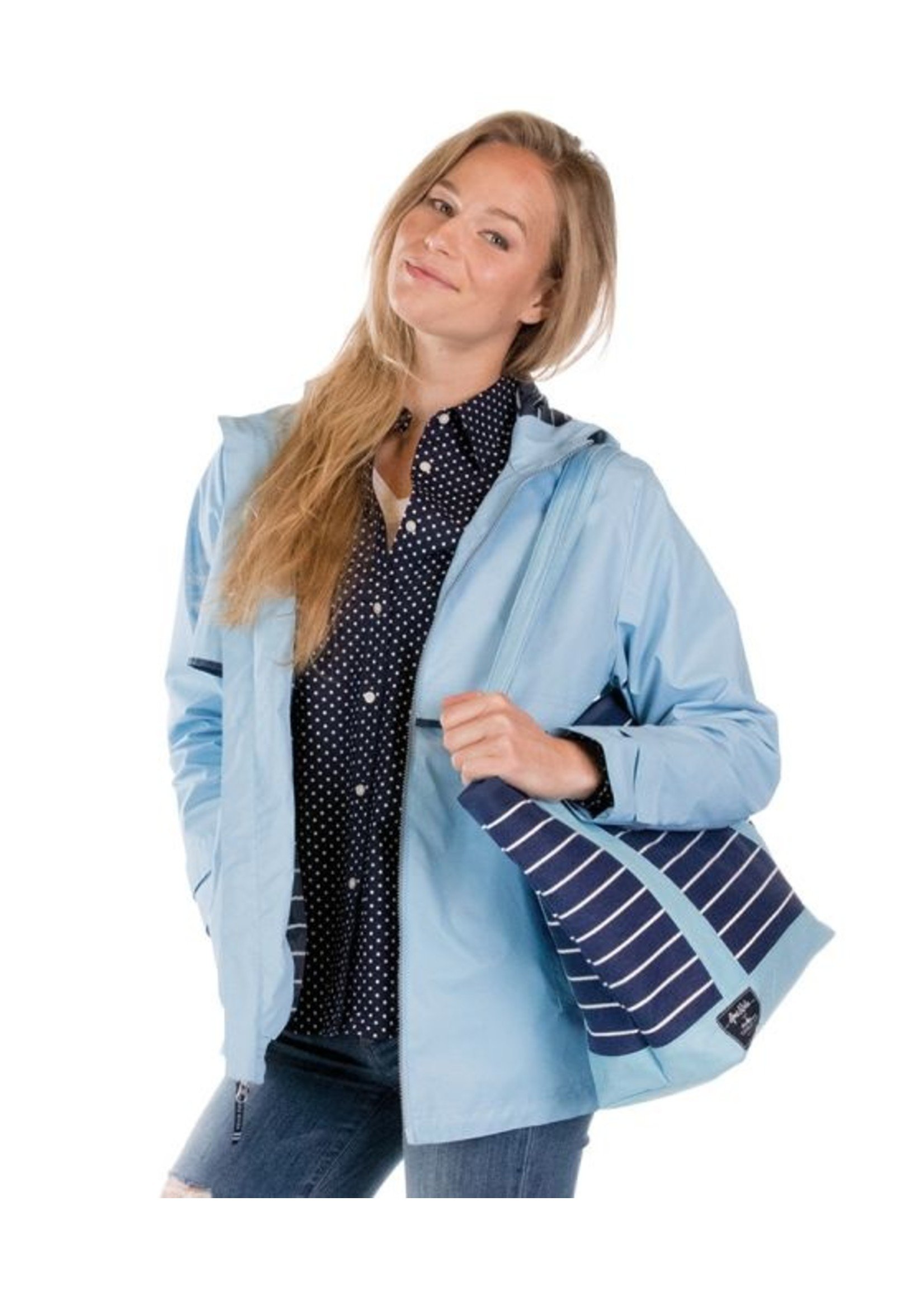 charles river striped rain jacket