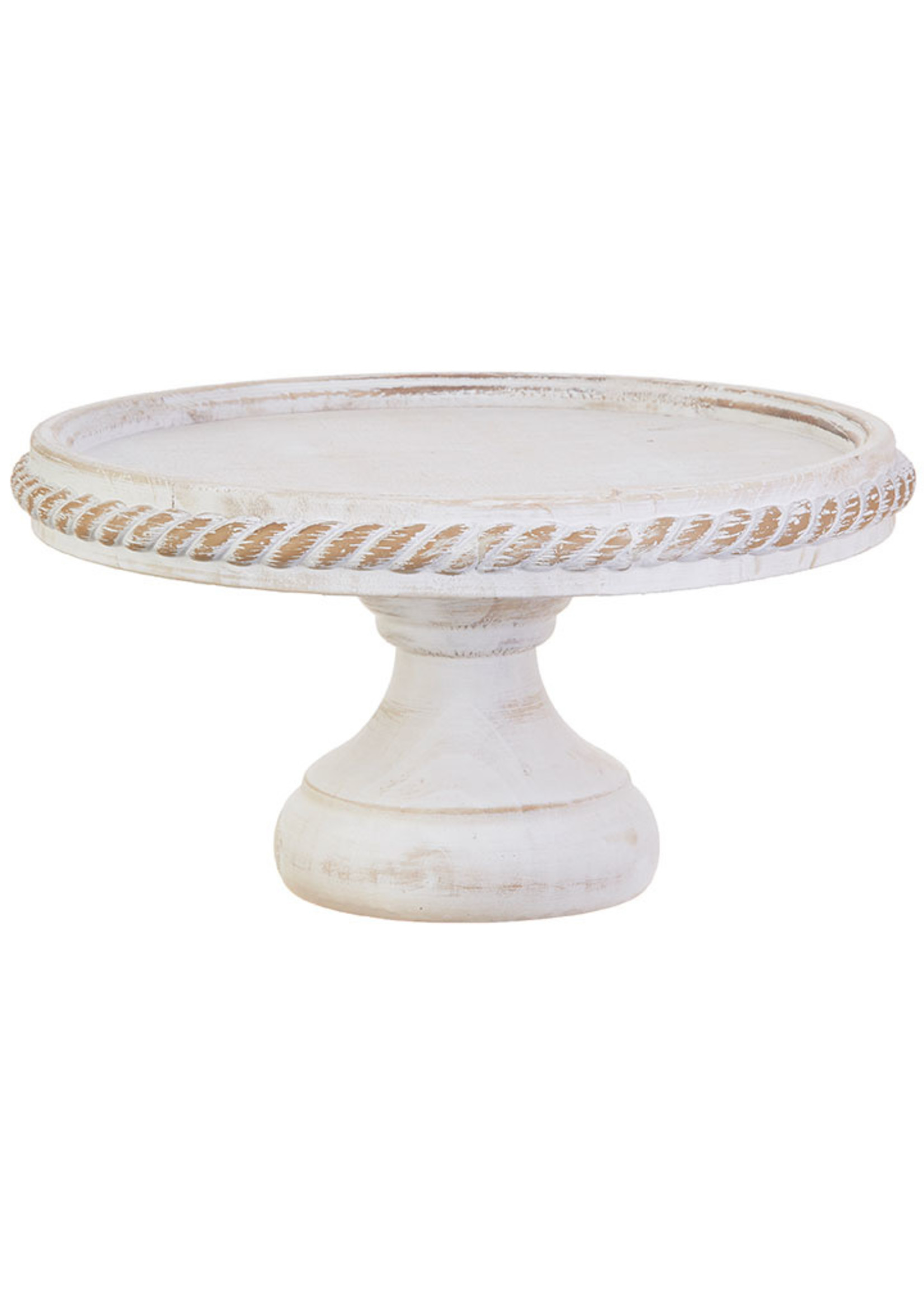 12.5in Wht Distressed Cake Stand