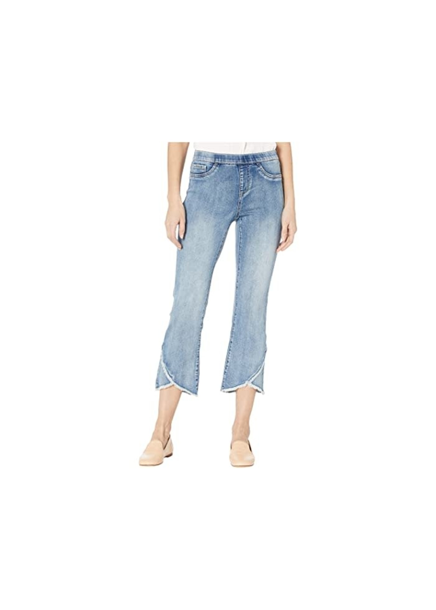 French Dressing Jeans Pull On Flare Crop Pant With Fringe