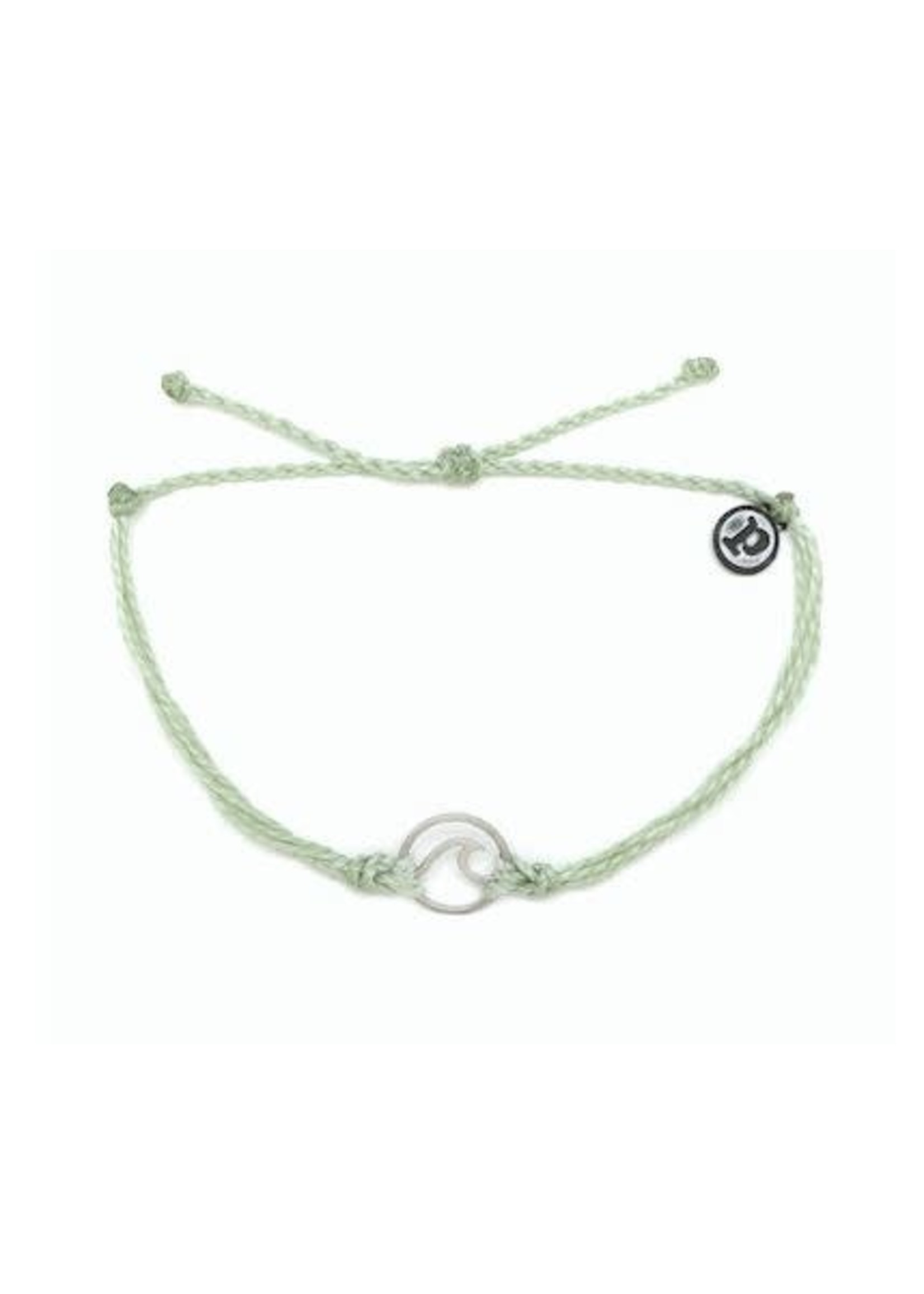Pura Vida Silver Wave Bracelet, Minty Green