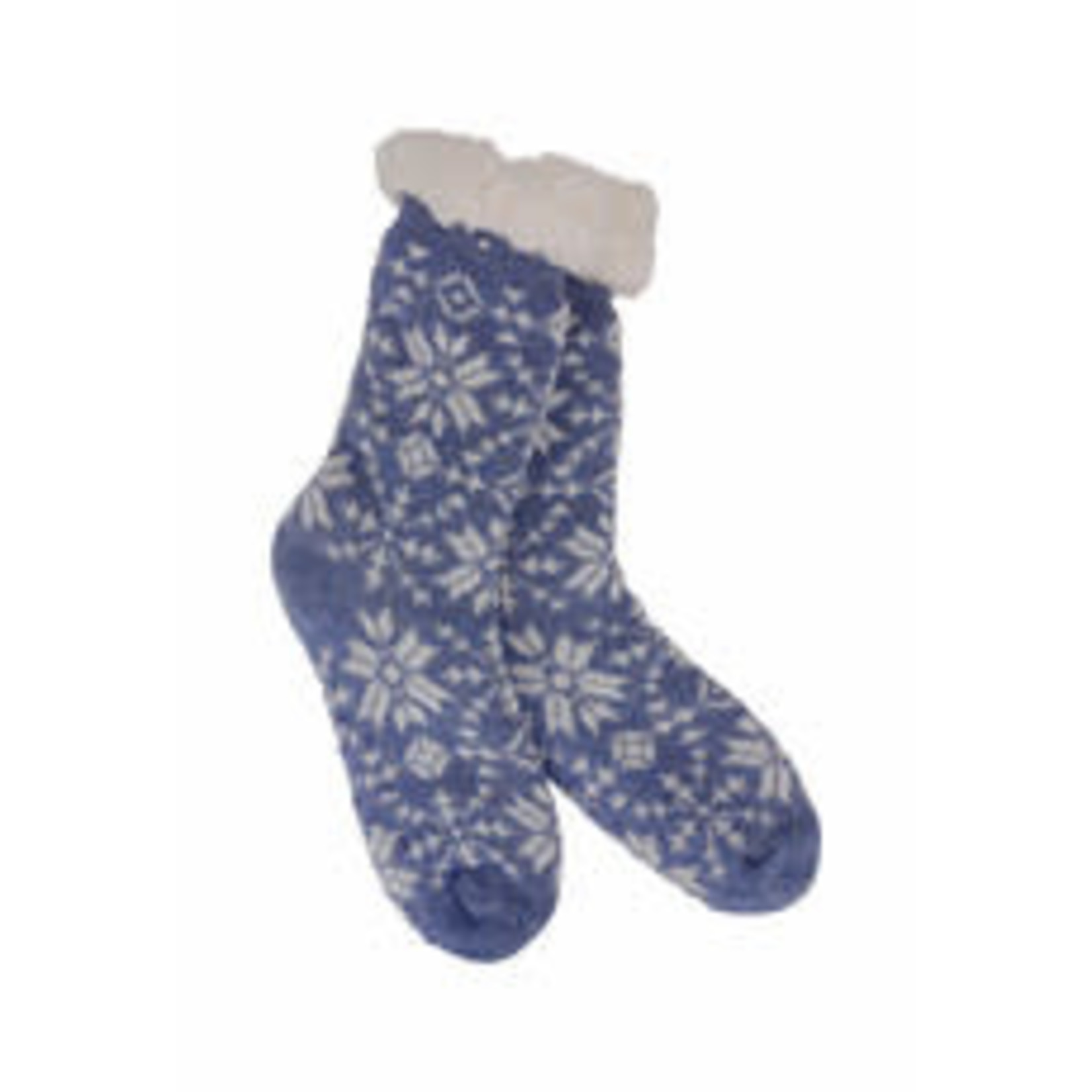 Heather Blend Snowflakes Knit Thermal Slipper Socks