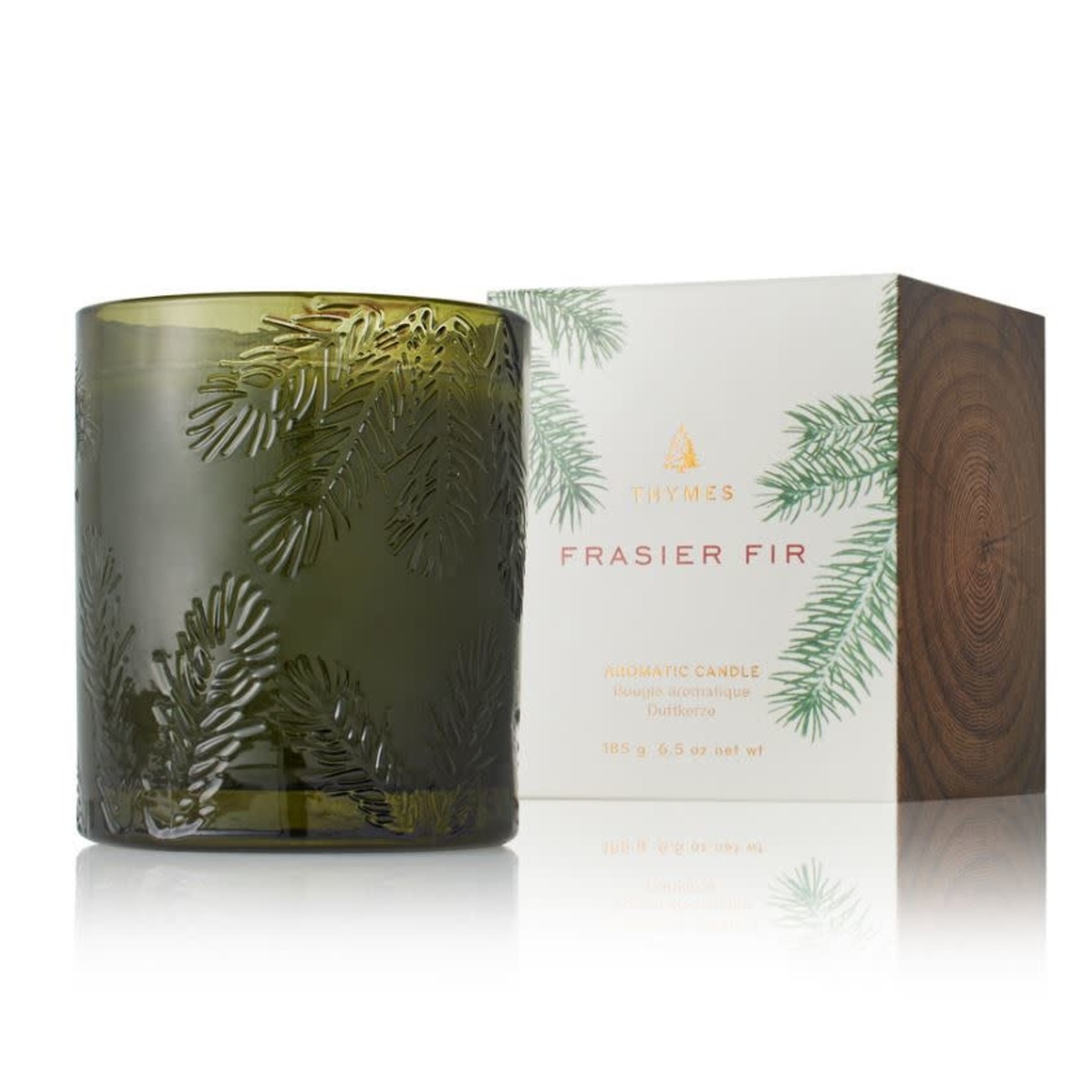 The Thymes Frasier Fir Poured Candle, Molded Green Glass