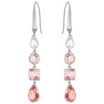 Lisanne Pierced Earrings, Pink Crystals, Rhodium