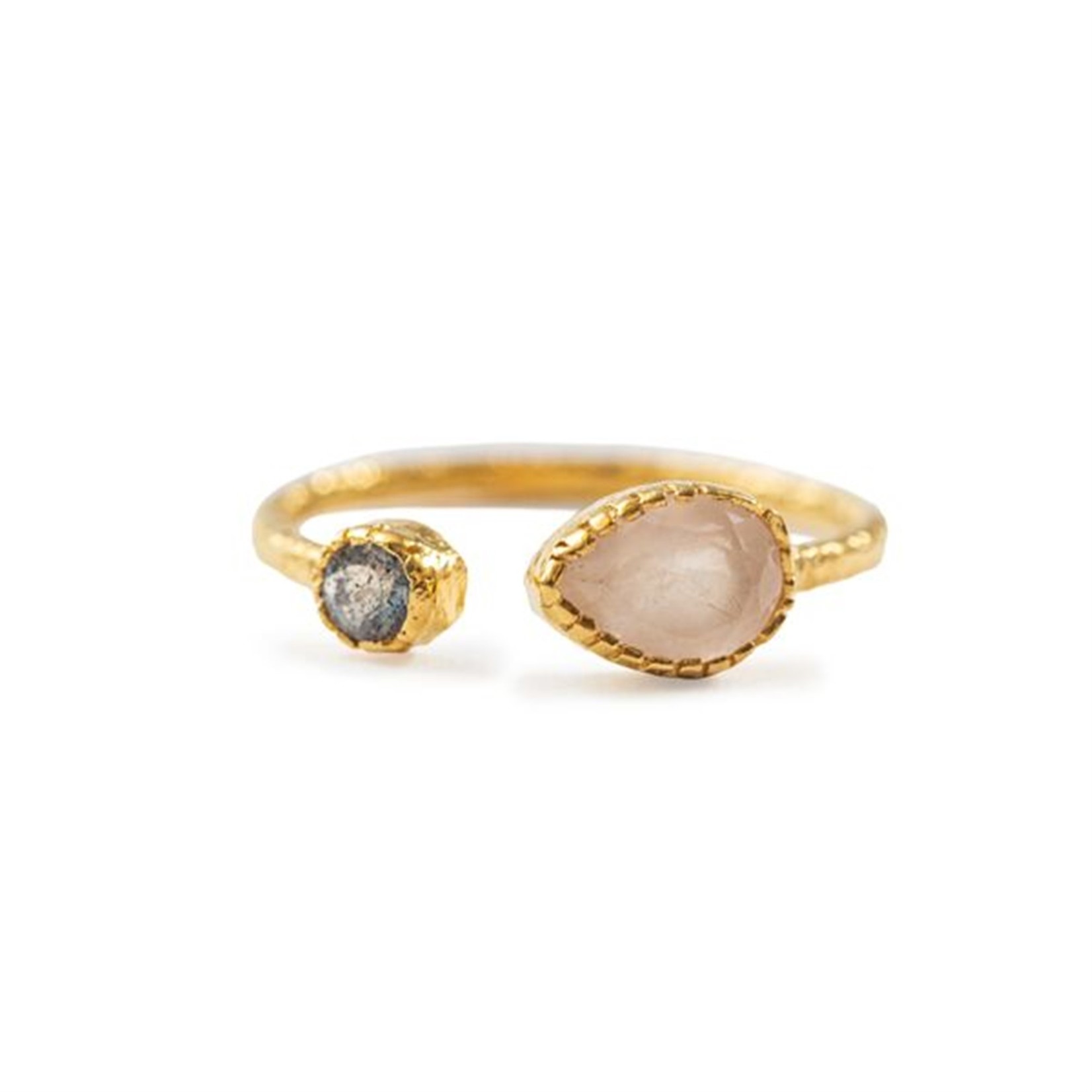Rose Quartz & Labradorite Gold Plated Ring