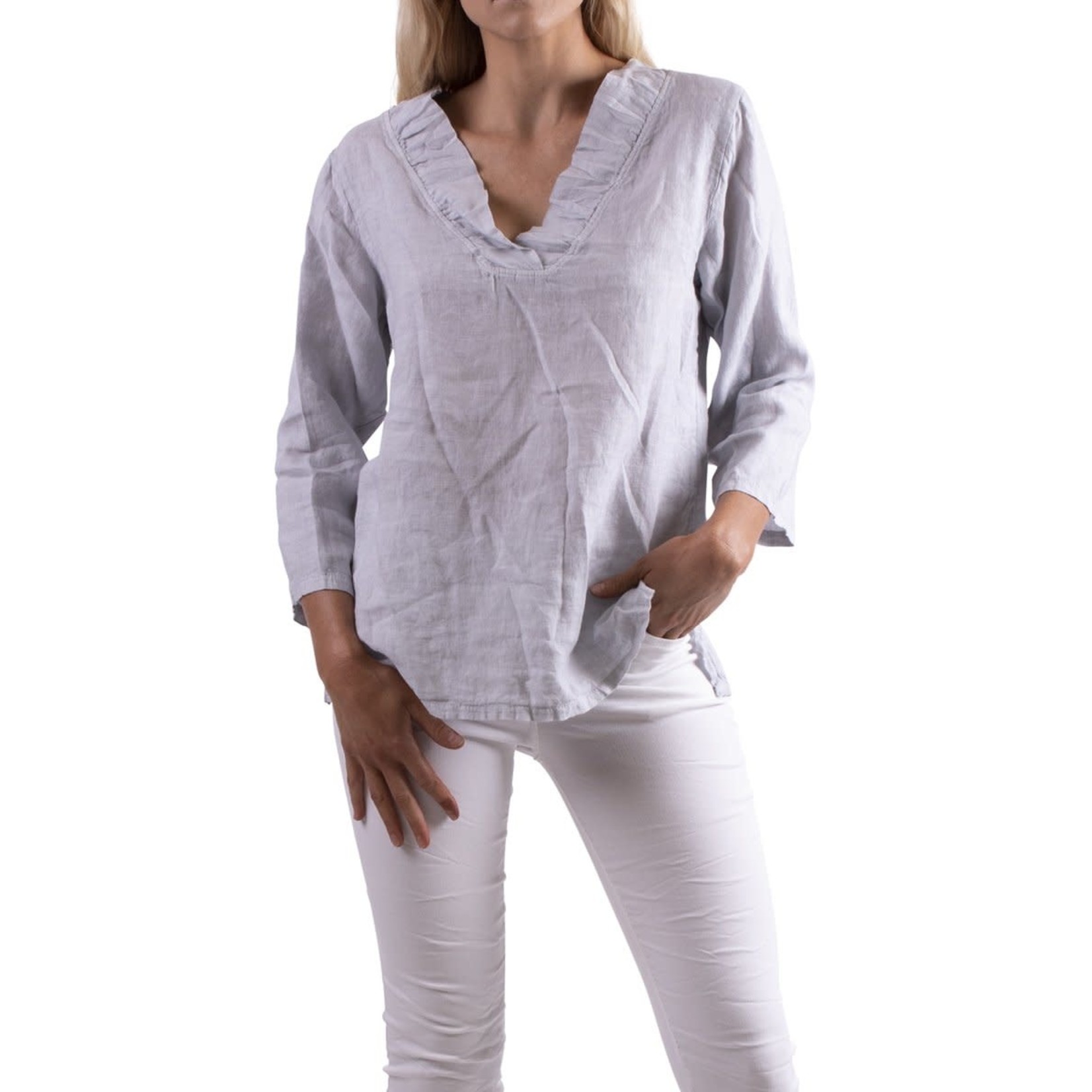 9588 Ruffle VNeck 3/4 Sleeve Top - Sea Glass Lane 9588 Ruffle VNeck 3/4 Sleeve Top - Sea Glass Lane