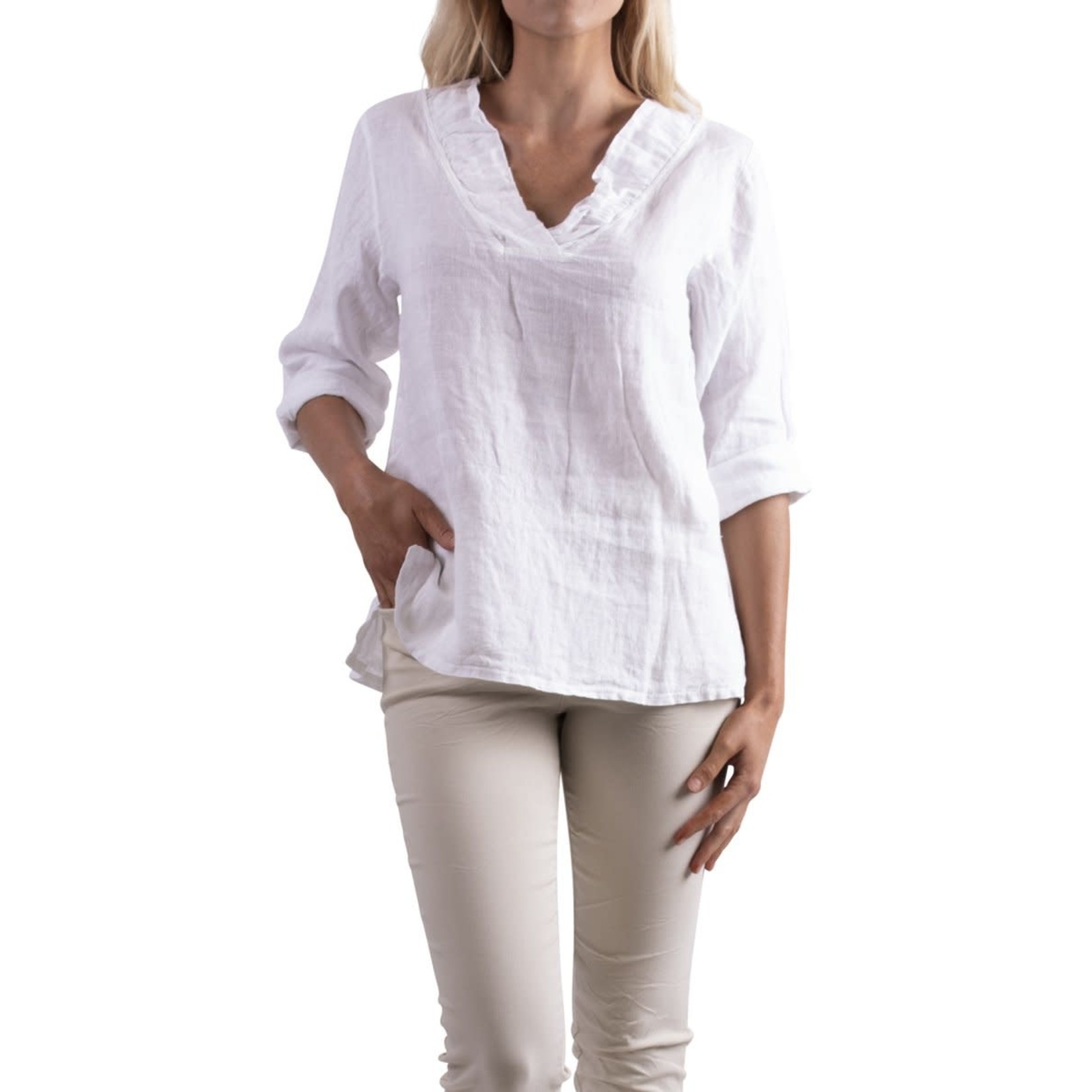 9588 Ruffle VNeck 3/4 Sleeve Top - Sea Glass Lane 9588 Ruffle VNeck 3/4 Sleeve Top - Sea Glass Lane