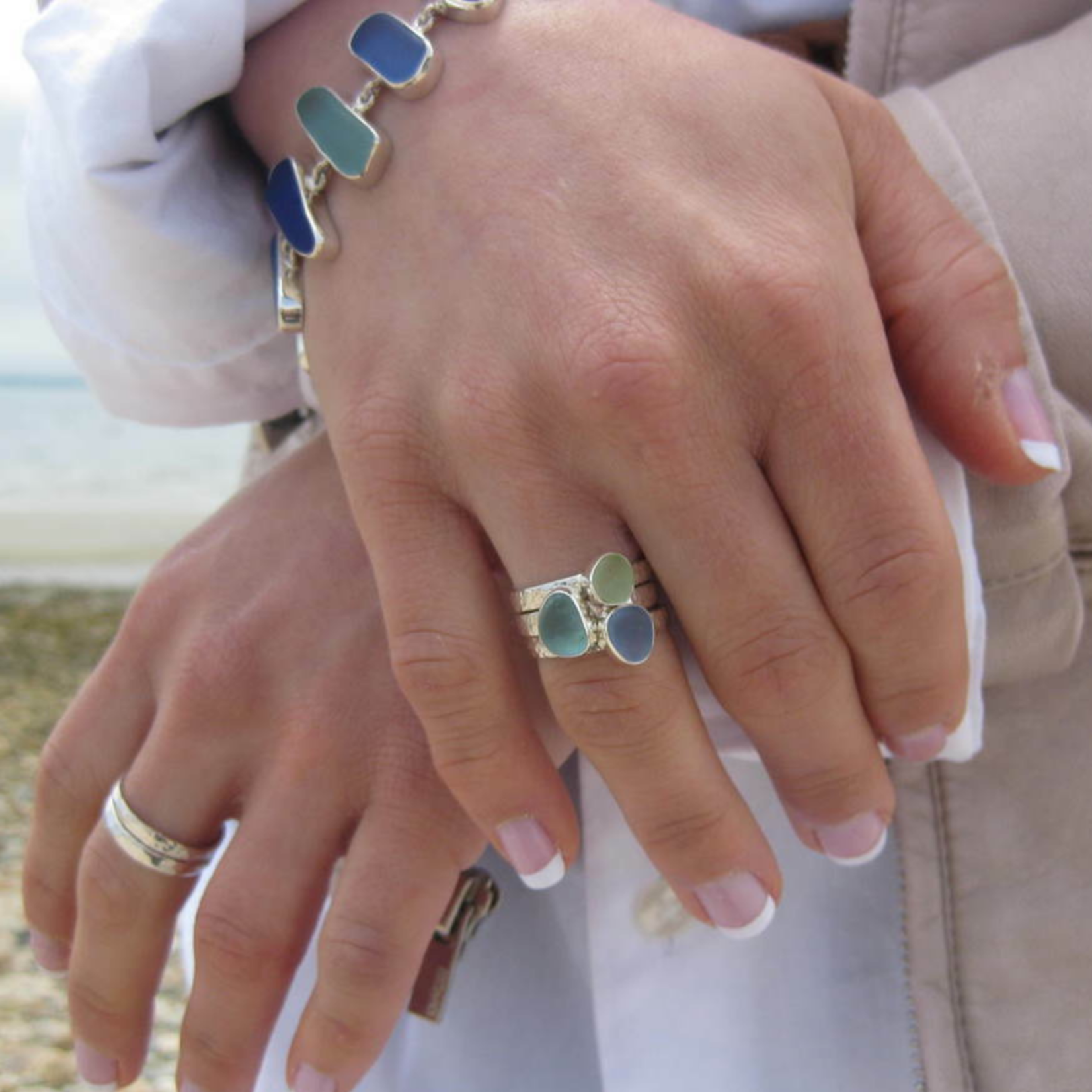 4 Sea Glass Stack Rings