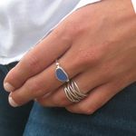 Sea Glass and Silver Beaded Ring