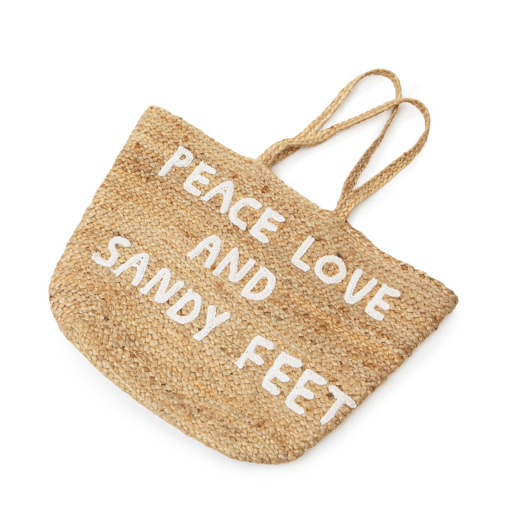 B100 Jute Tote Peace Love and Sandy Large