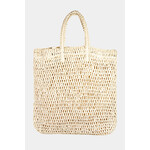 CB4335  Straw Braided Square Tote Bag