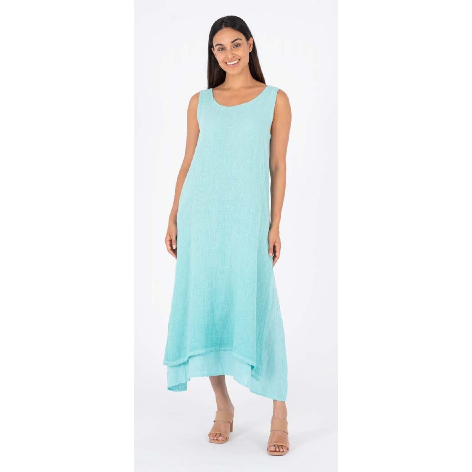 M made in Italy 19-7019U Linen Long Dress