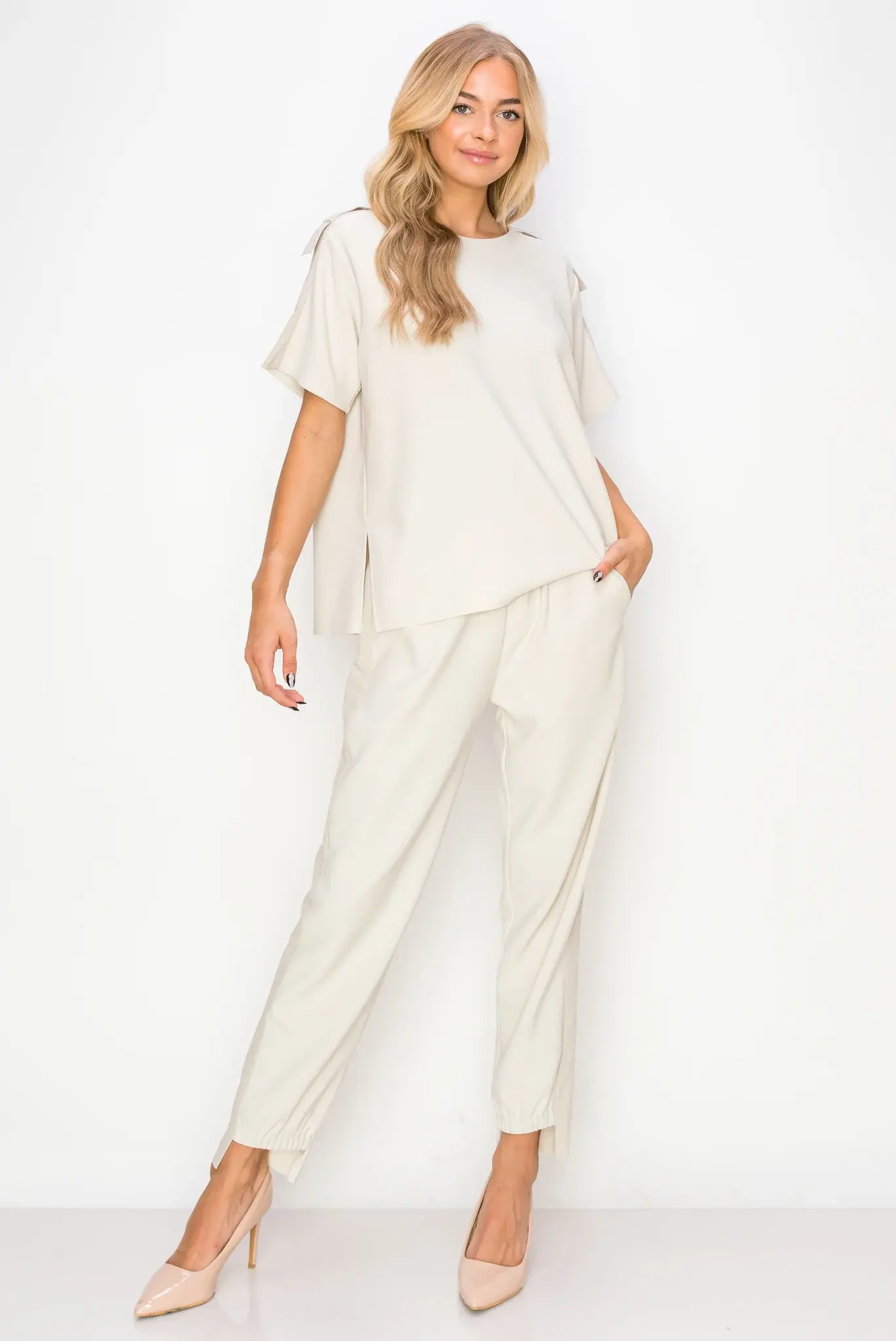 33069K Karen Knit Crepe Two Pieces Set - Sea Glass Lane 33069K Karen Knit Crepe Two Pieces Set - Sea Glass Lane