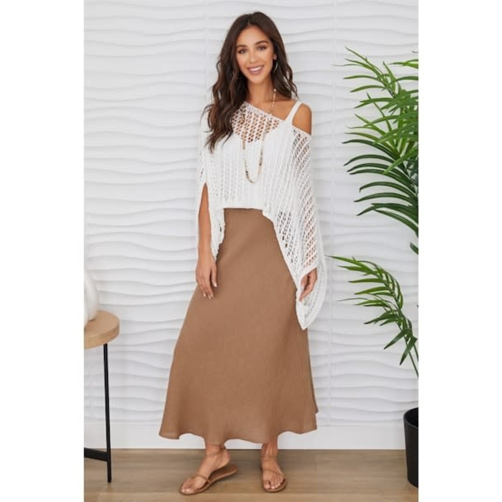 Milio Milano Crinkle Linen Midi Skirt