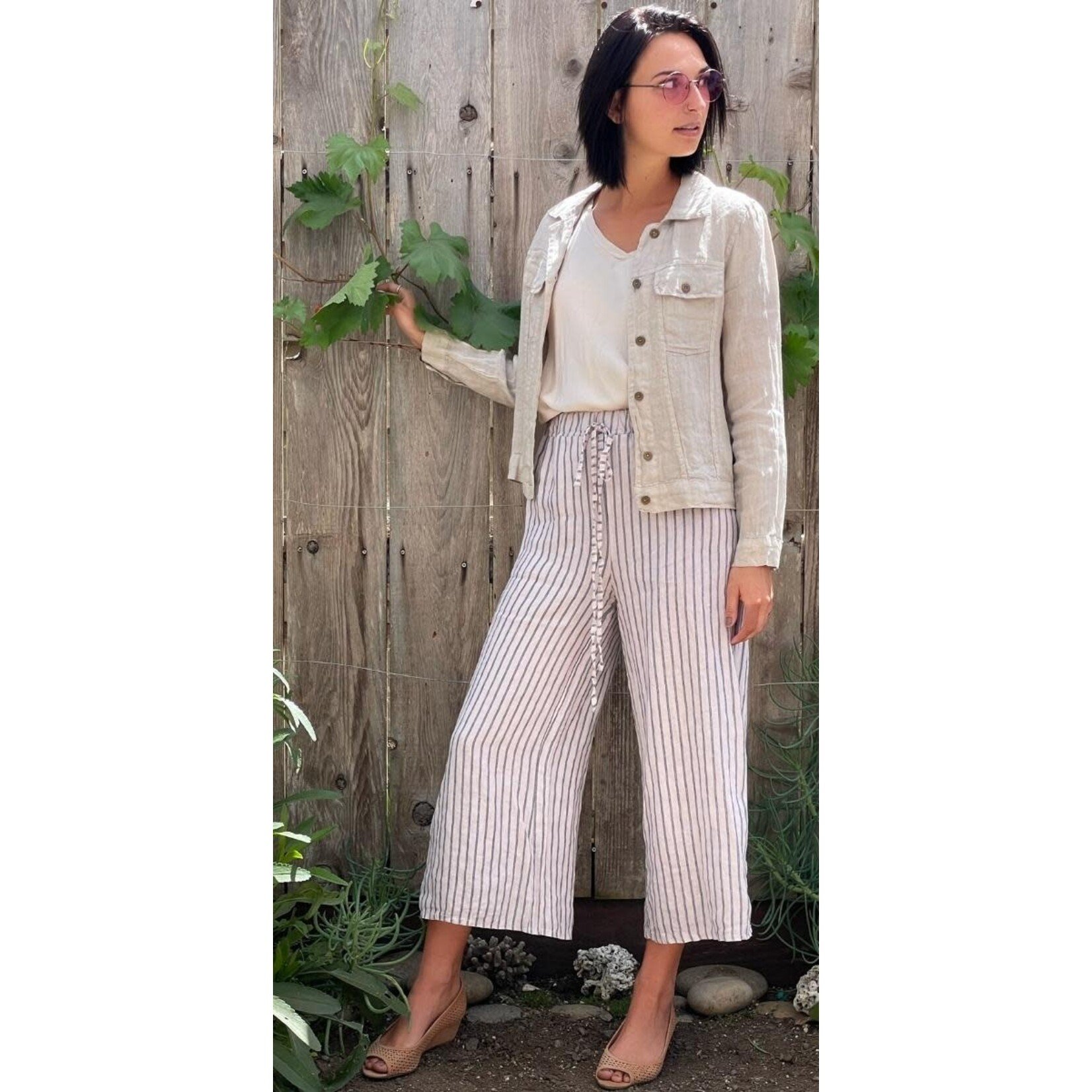 18371S Stripe Linen Capri