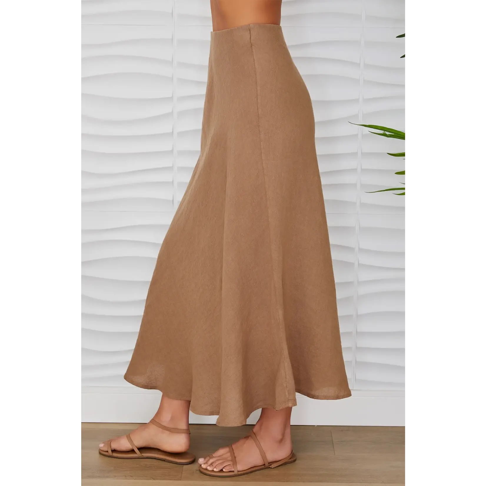 Milio Milano Crinkle Linen Midi Skirt