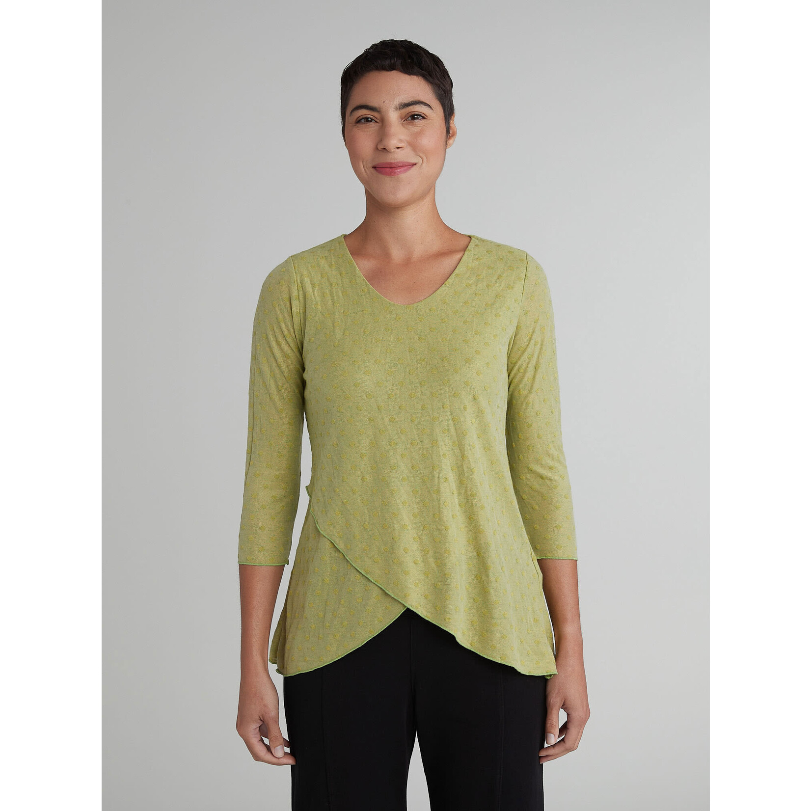6586823 MeshDot Double Layer V-Neck