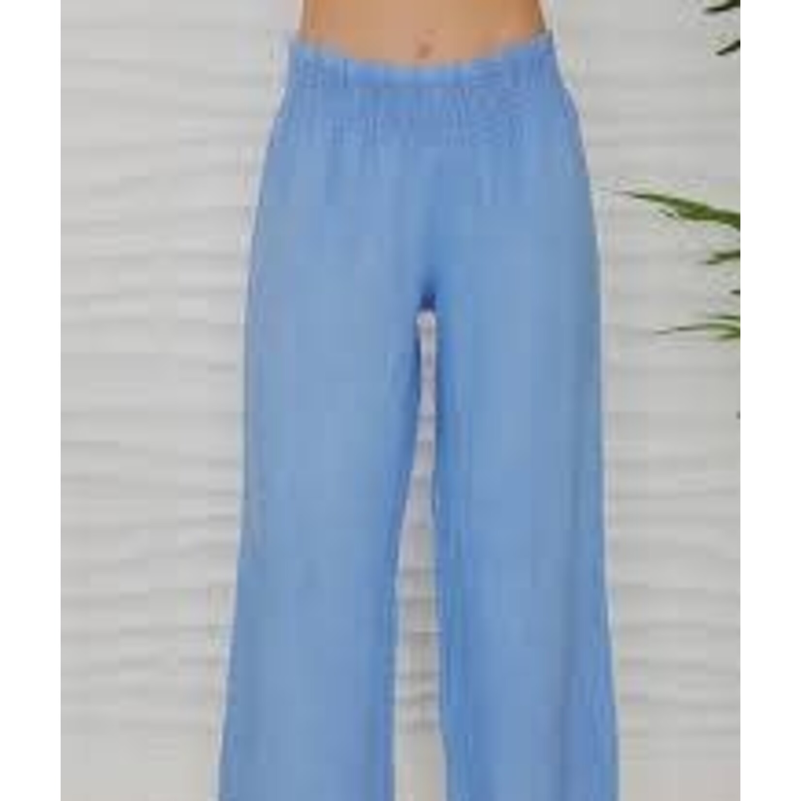 Milio Milano Linen Smocked Waist Palazzo Pant
