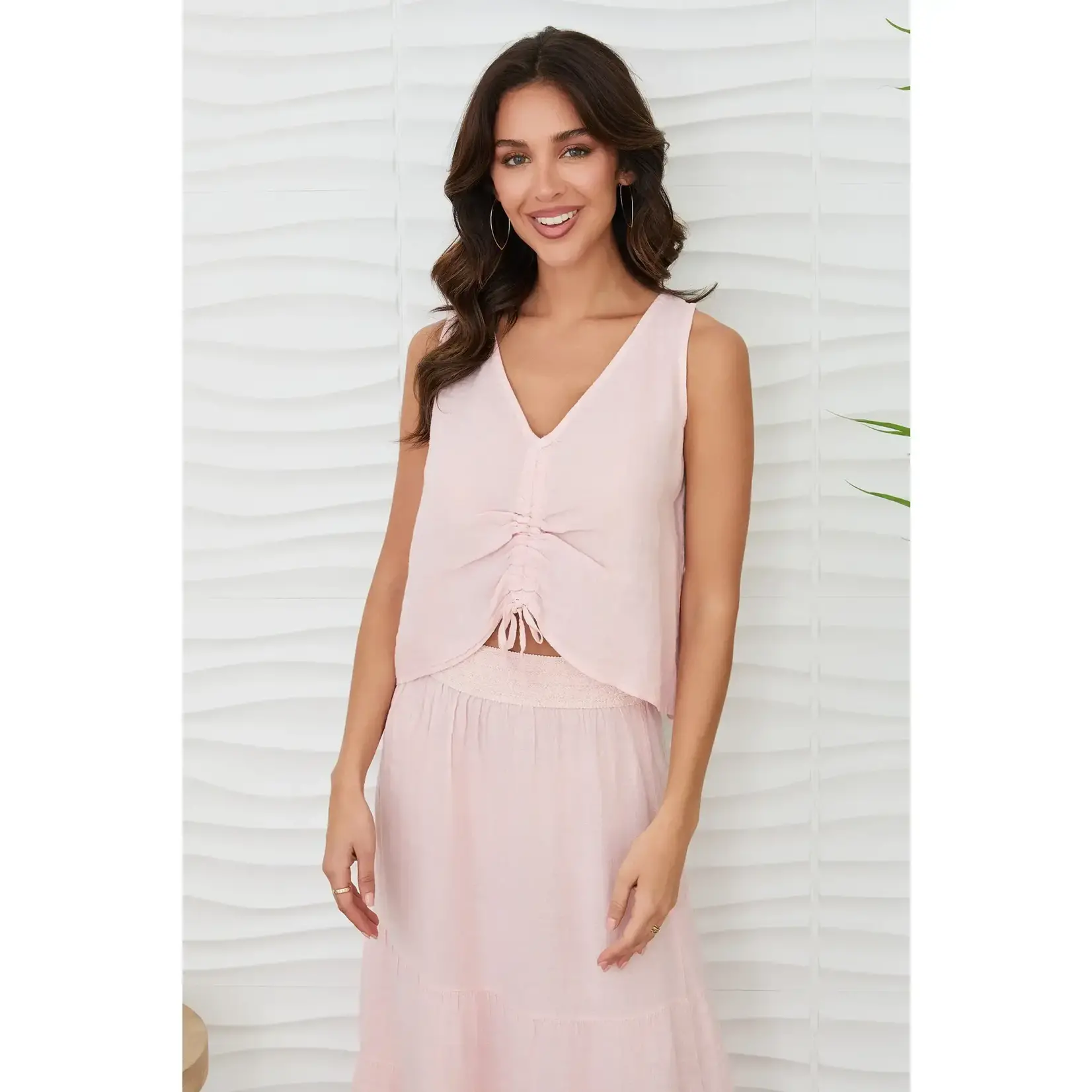 V Neck Rouched Crop Top