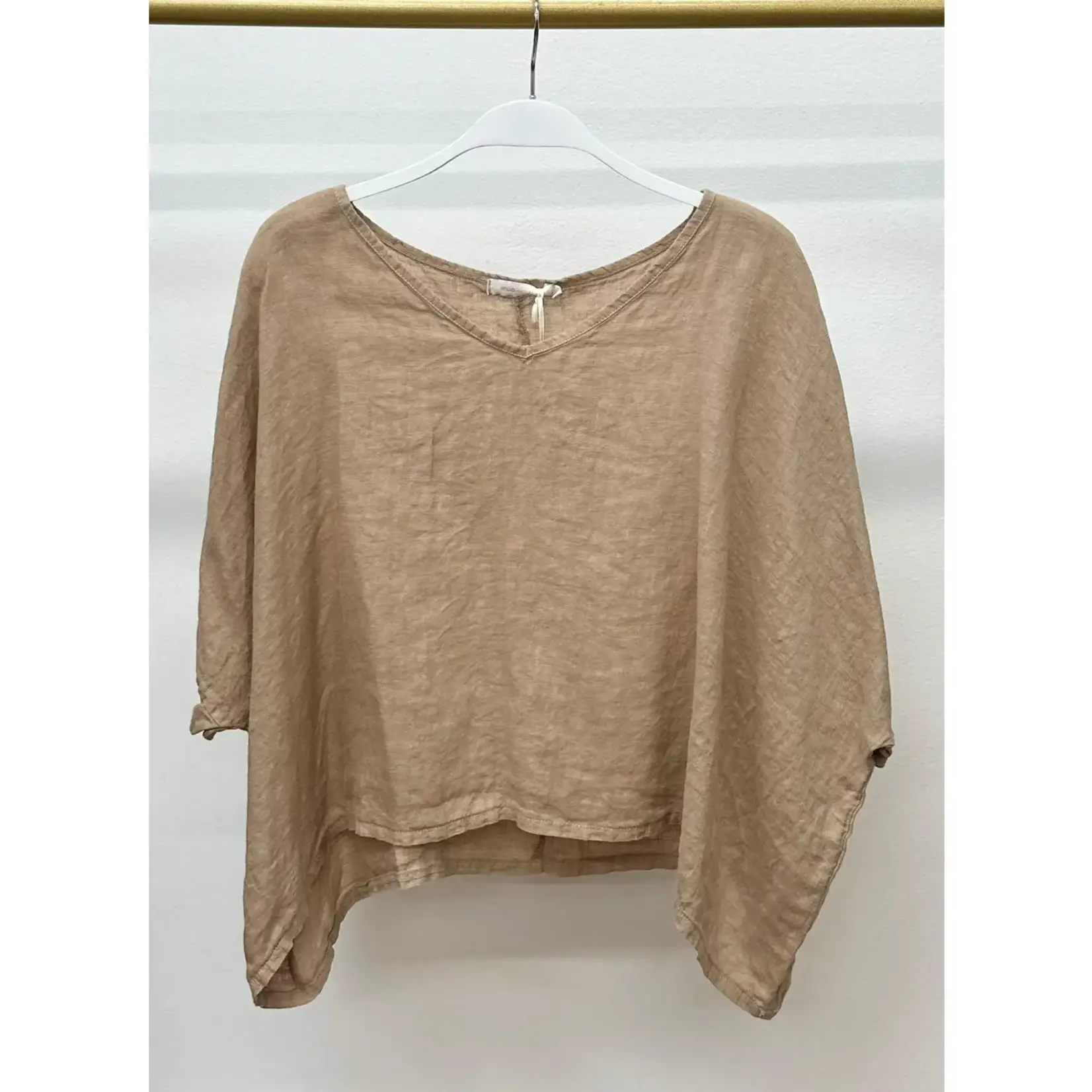 V-Neck Linen Dolman Sleeve Crop Top