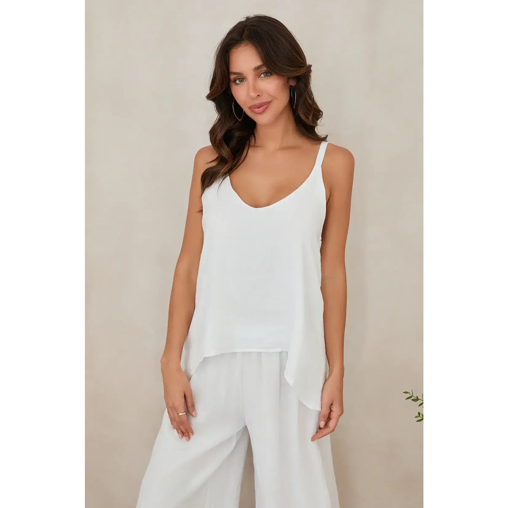 Adjustable Strap Linen Tank Top