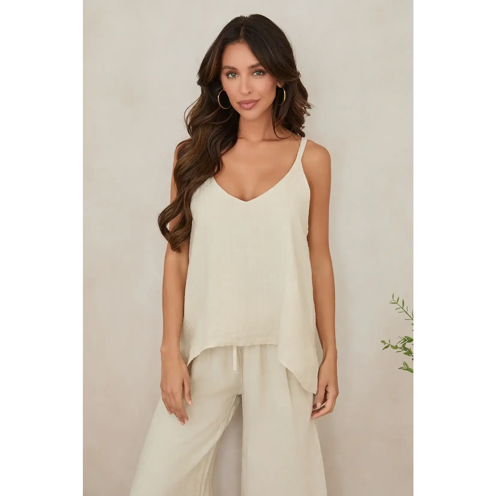 Adjustable Strap Linen Tank Top