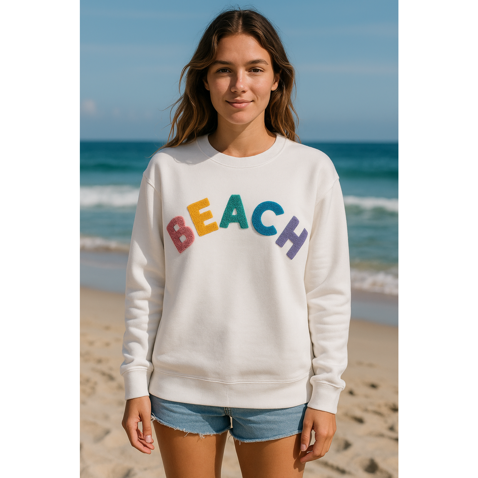 Beach Crewneck W/Multi