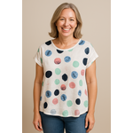 9075 Short slv. Linen top