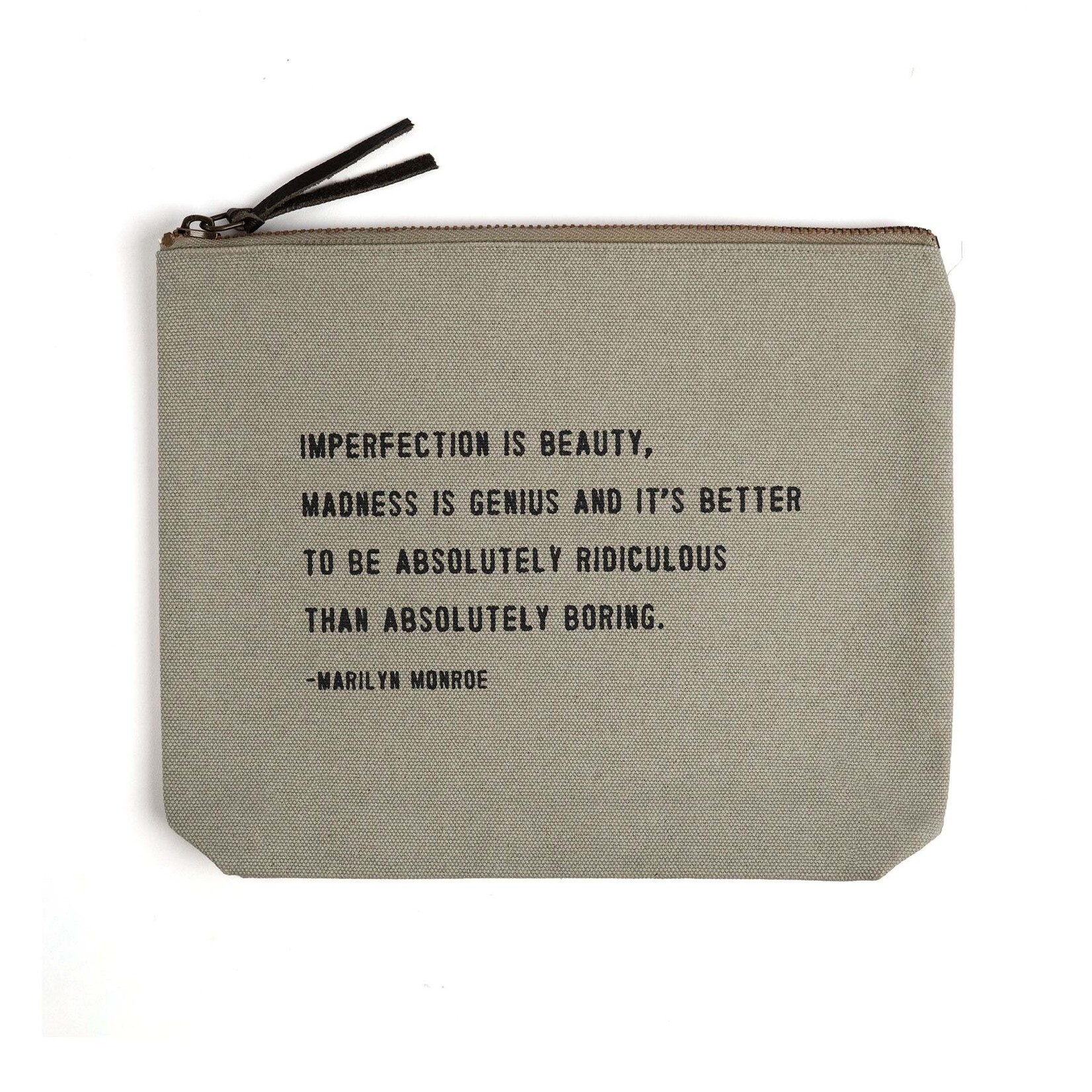 Imperfection Is Beauty (Marilyn Monroe) Canvas Zip Bag- Sage