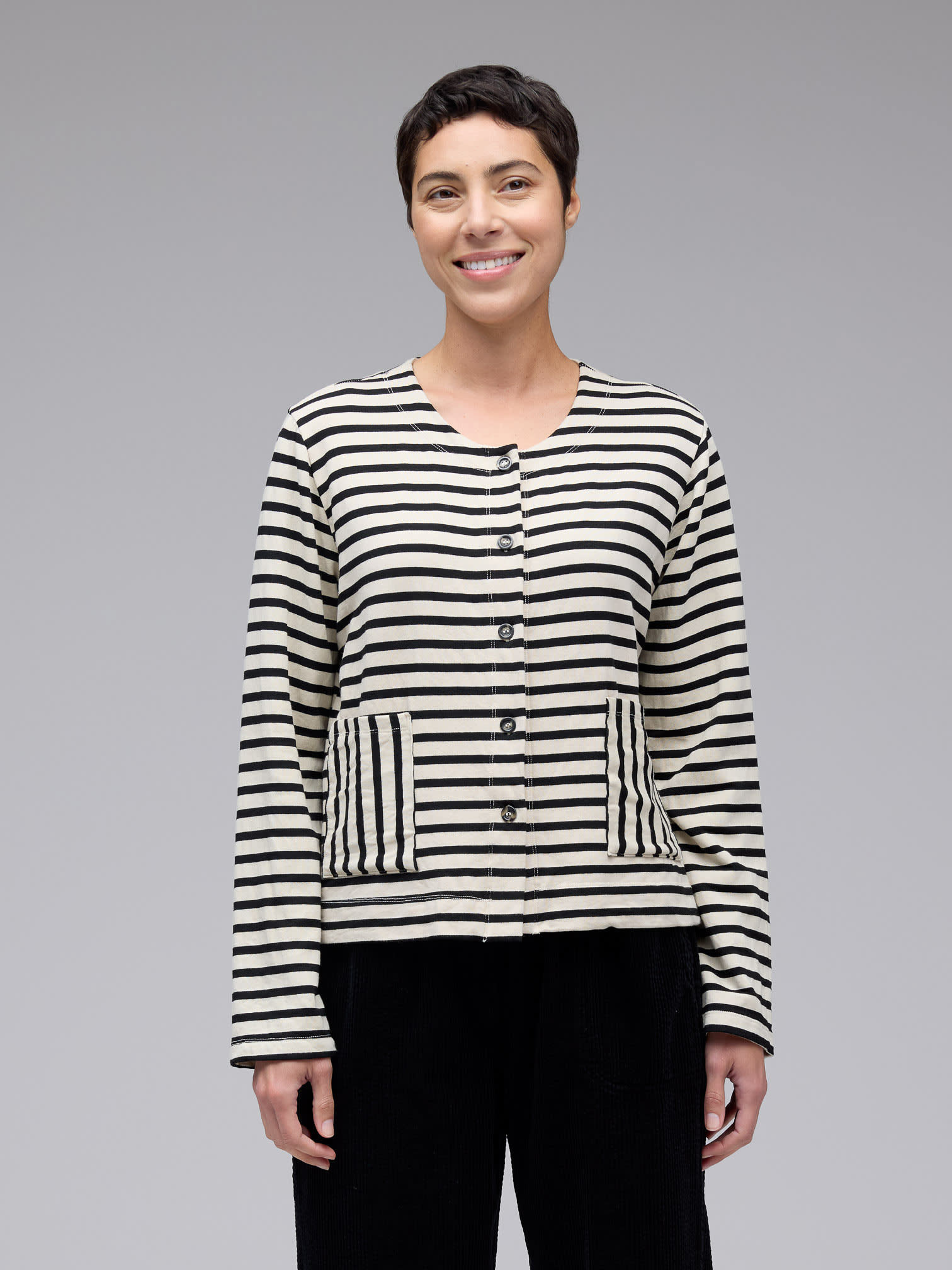 7248186 Stripe Cropped Jkt - Sea Glass Lane