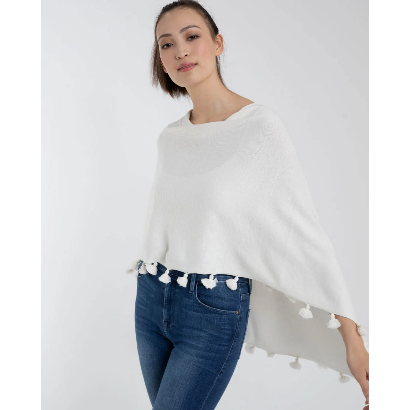 Cotton Cashmere Tassel Trim Topper