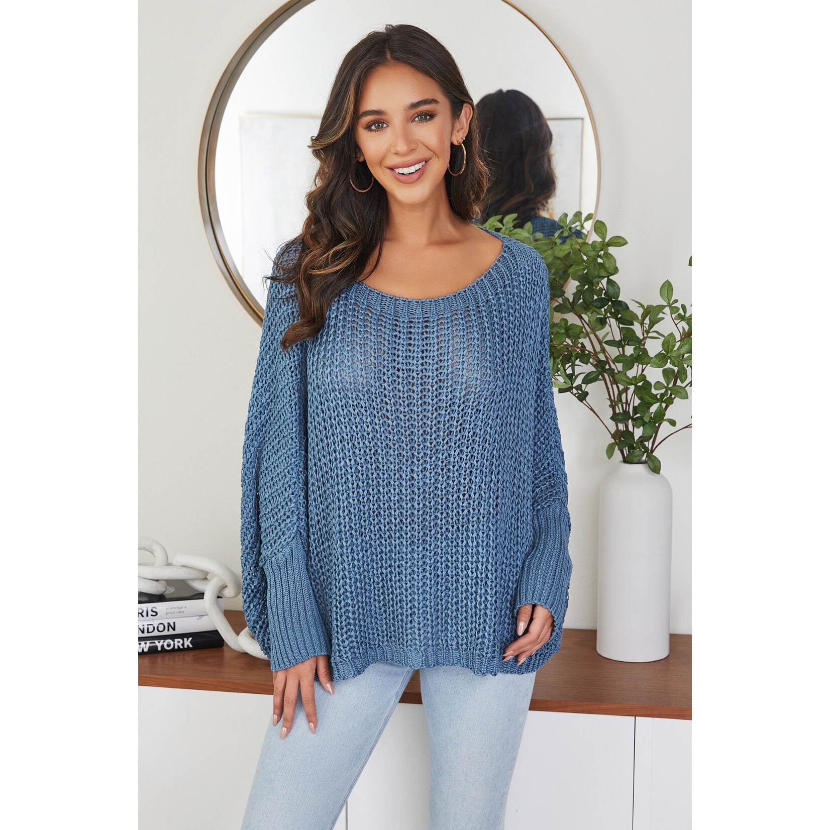 Boatneck Drop Shoulder LS Sweater