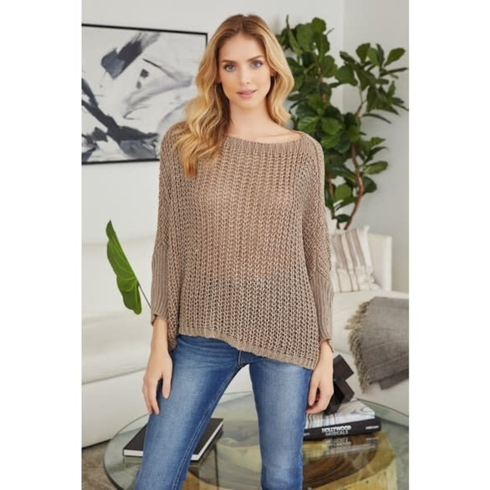 Boatneck Drop Shoulder LS Sweater