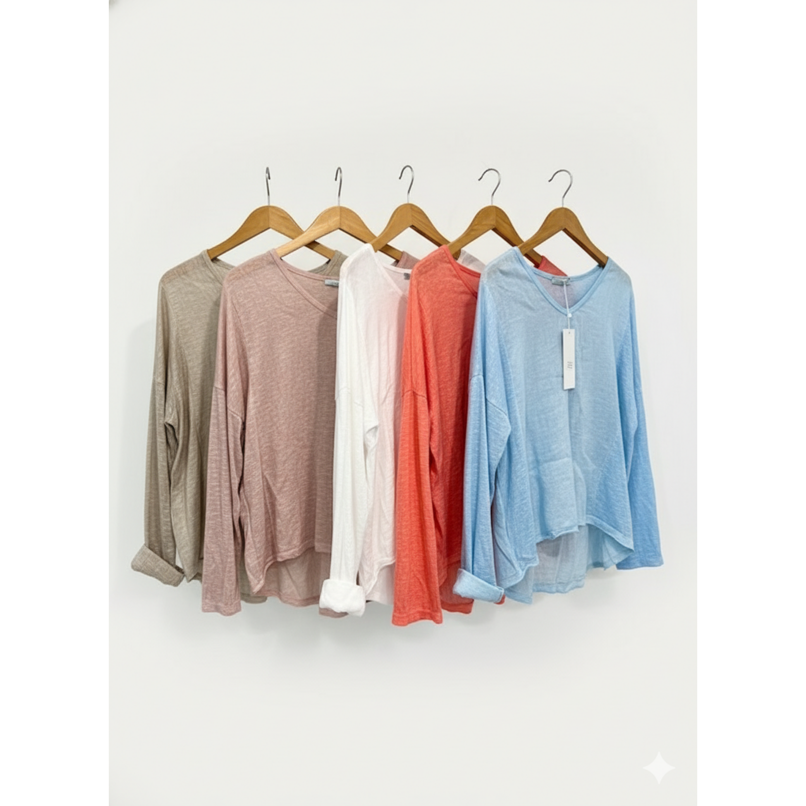 1131 Linen Long  Slv. Top