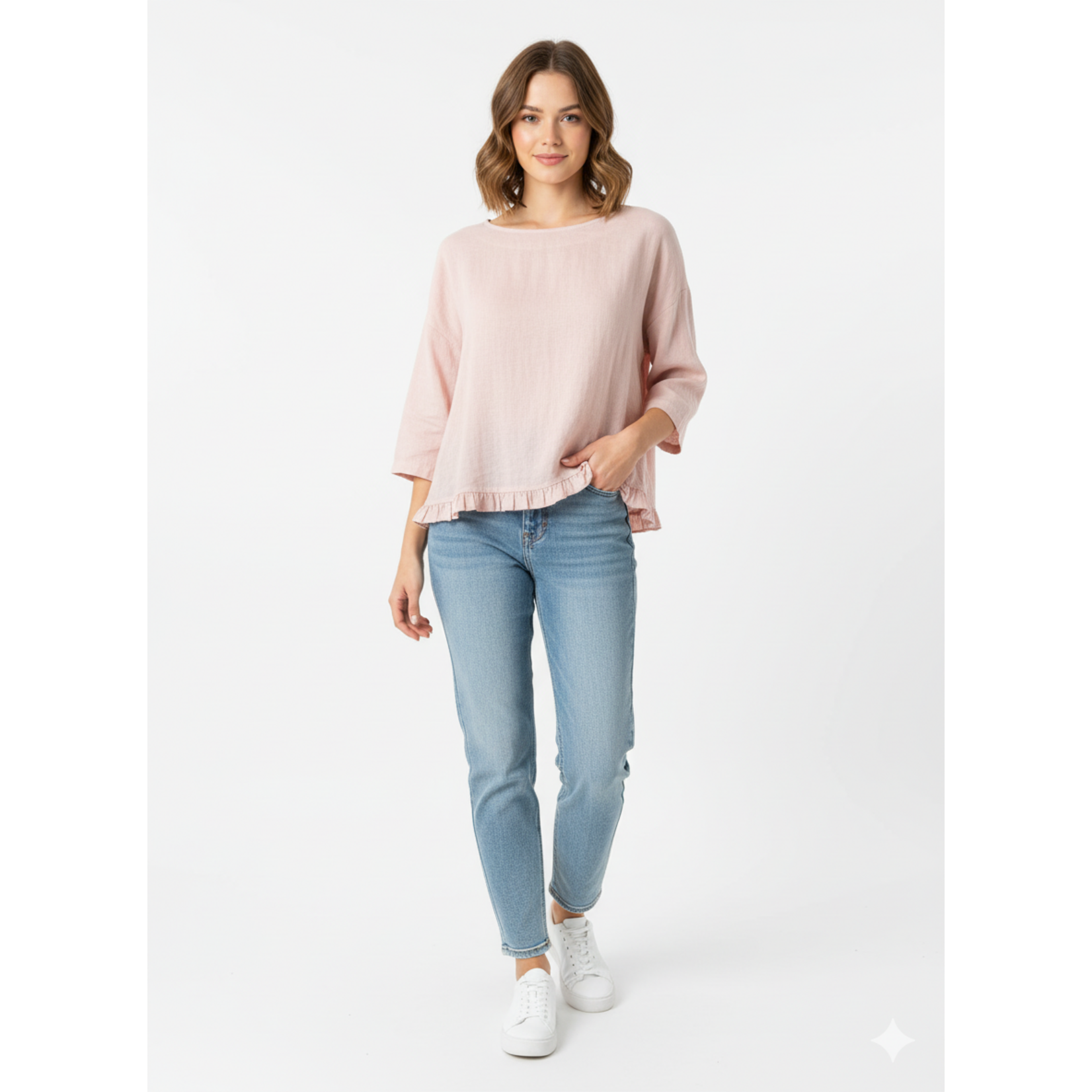 31137 Ruffle  Linen Top