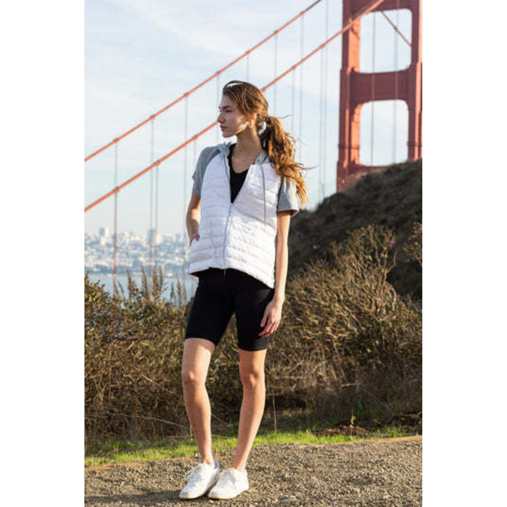 A850R1   Mixed S/S Quilted Hoodie