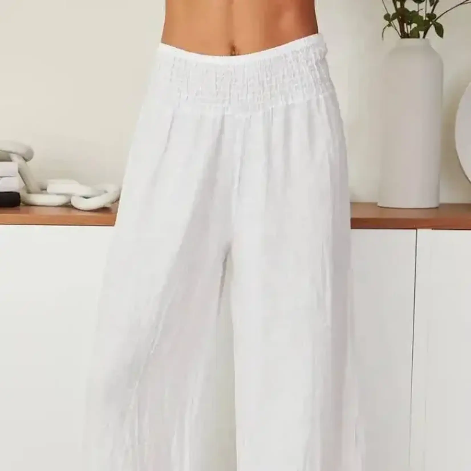 Smocked Waist Palazzo Pant