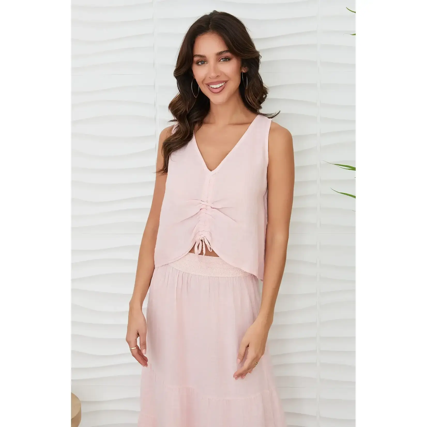 V Neck Rouched Crop Top