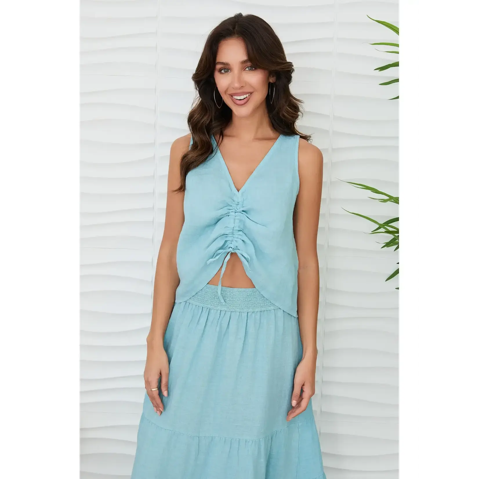 V Neck Rouched Crop Top