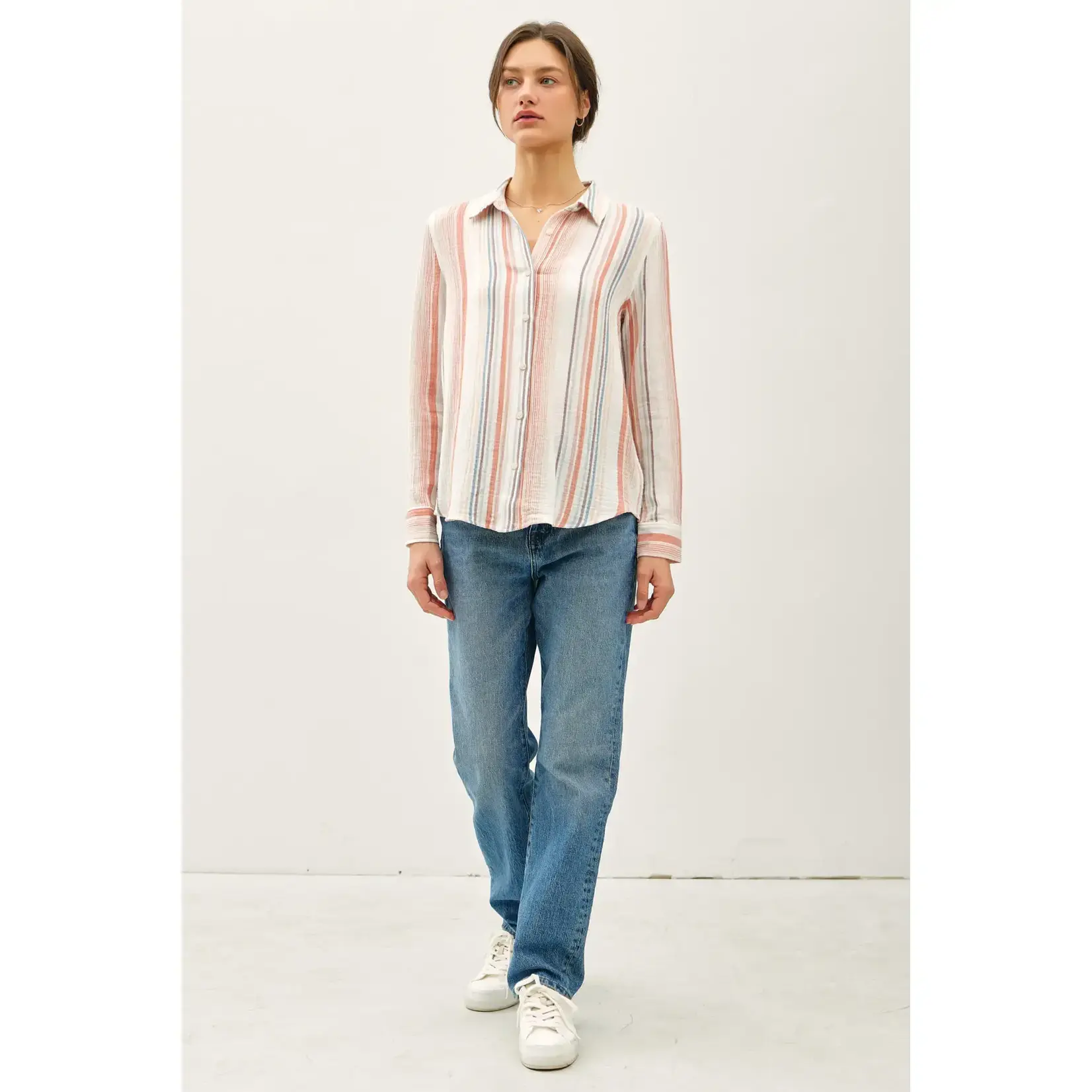 19570 Sripes Gauzy R-up Slv.