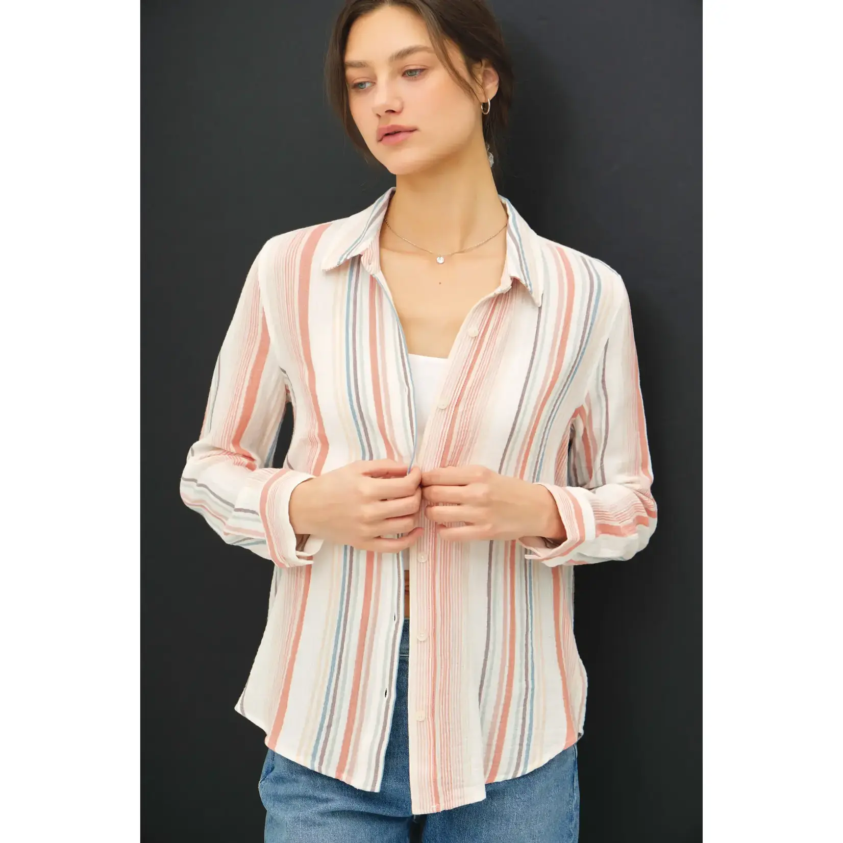 19570 Sripes Gauzy R-up Slv.