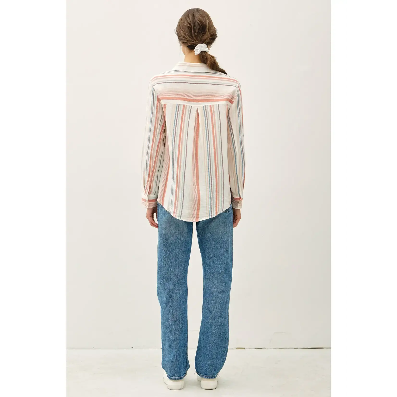 19570 Sripes Gauzy R-up Slv.