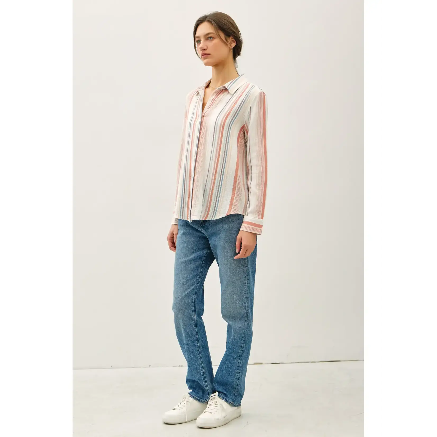 19570 Sripes Gauzy R-up Slv.