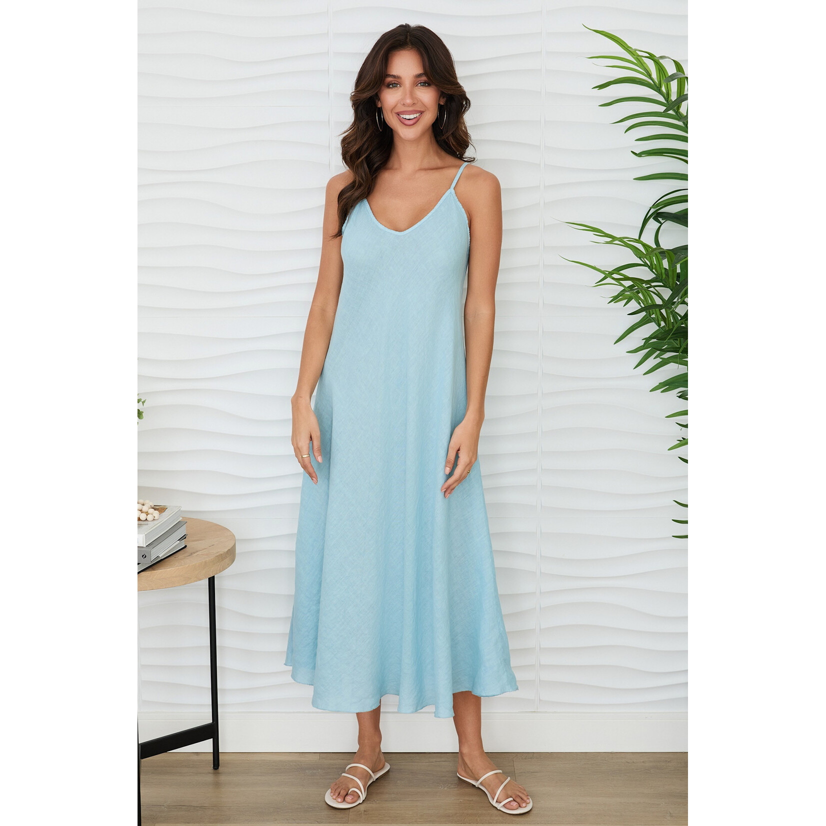 Italian Linen Maxi Slip Dress