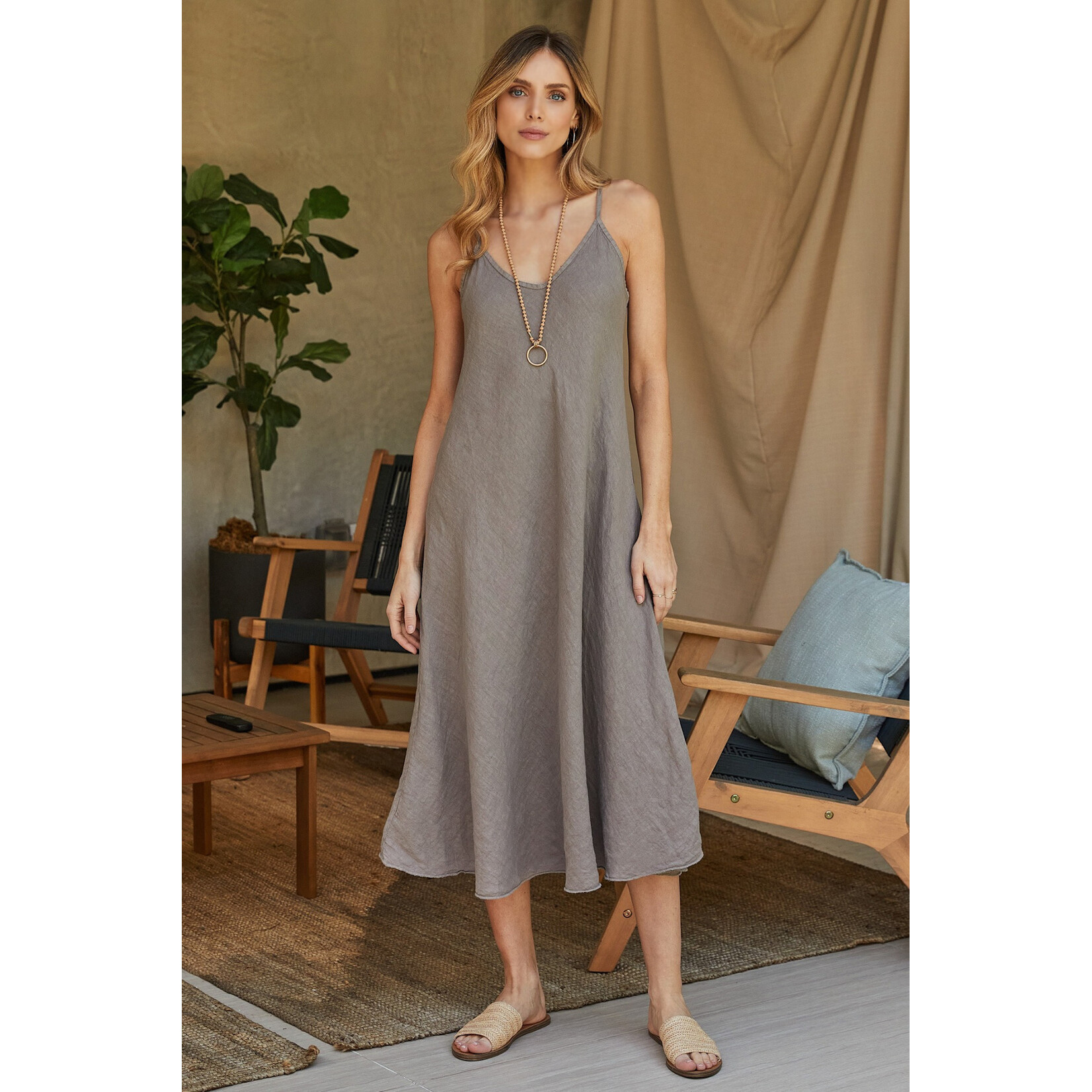 Italian Linen Maxi Slip Dress